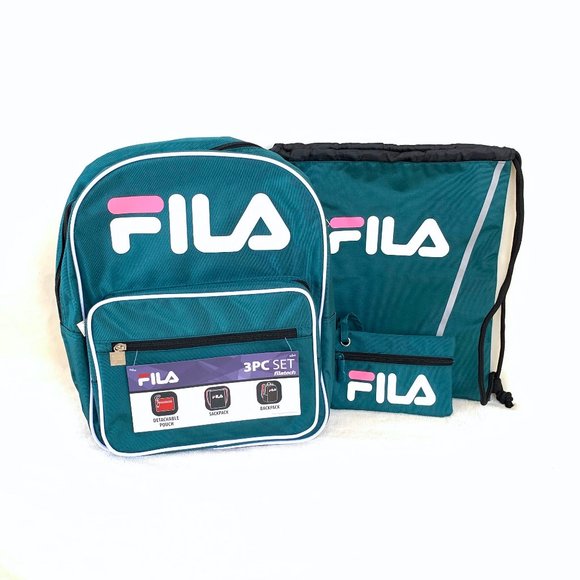 Fila 3 Piece Teal Backpack Set - Picture 1 of 10